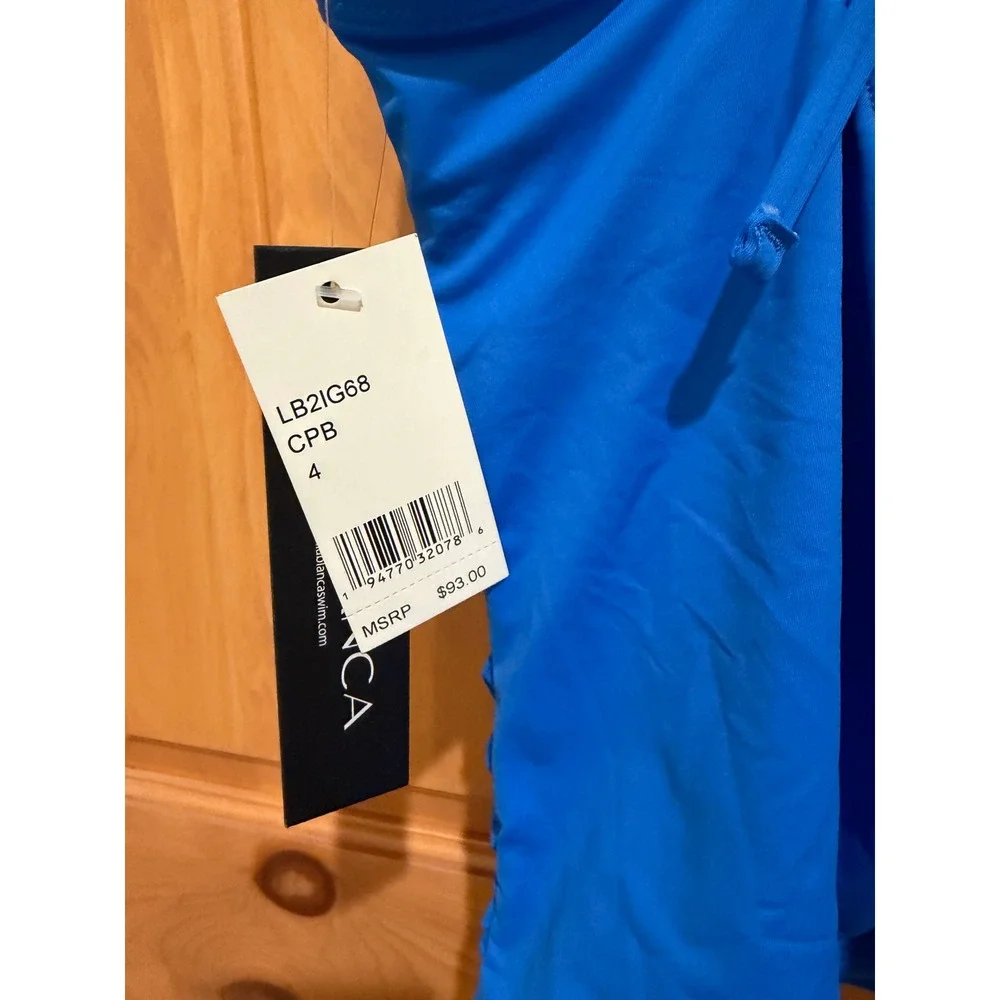 NWT La Blanca Island Goddess Twist Front Tankini Top Capri Blue LB2IG68 Size 4
